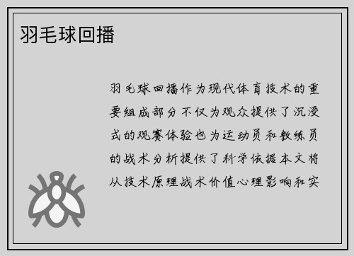 羽毛球回播